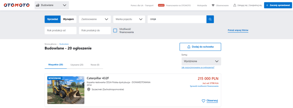 Cesje pojazdów budowlanychh Cesje pojazdów budowlanych - leasing bez tajemnic
