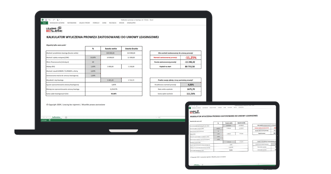 Kalkulator prowizji w leasingu