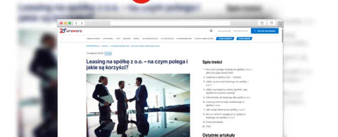 Leasing na spółkę z o.o. Otomoto News Leasing bez tajemnic