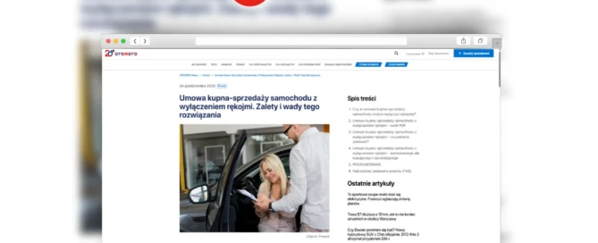 Umowa kupna-sprzedaży samochodu z wyłączeniem rękojmi