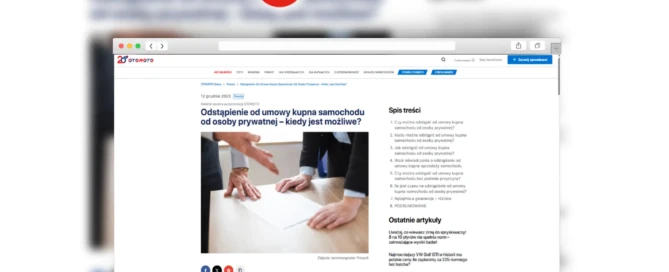 odstąpienie od umowy kupna samochodu od osoby prywatnej