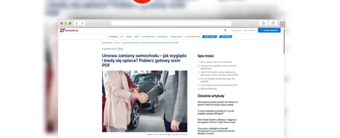 umowa zamiany samochodu