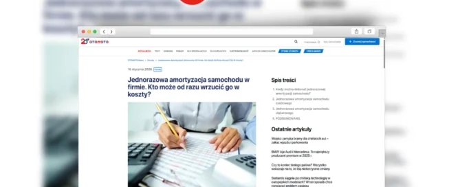 Jednorazowa amortyzacja samochodu