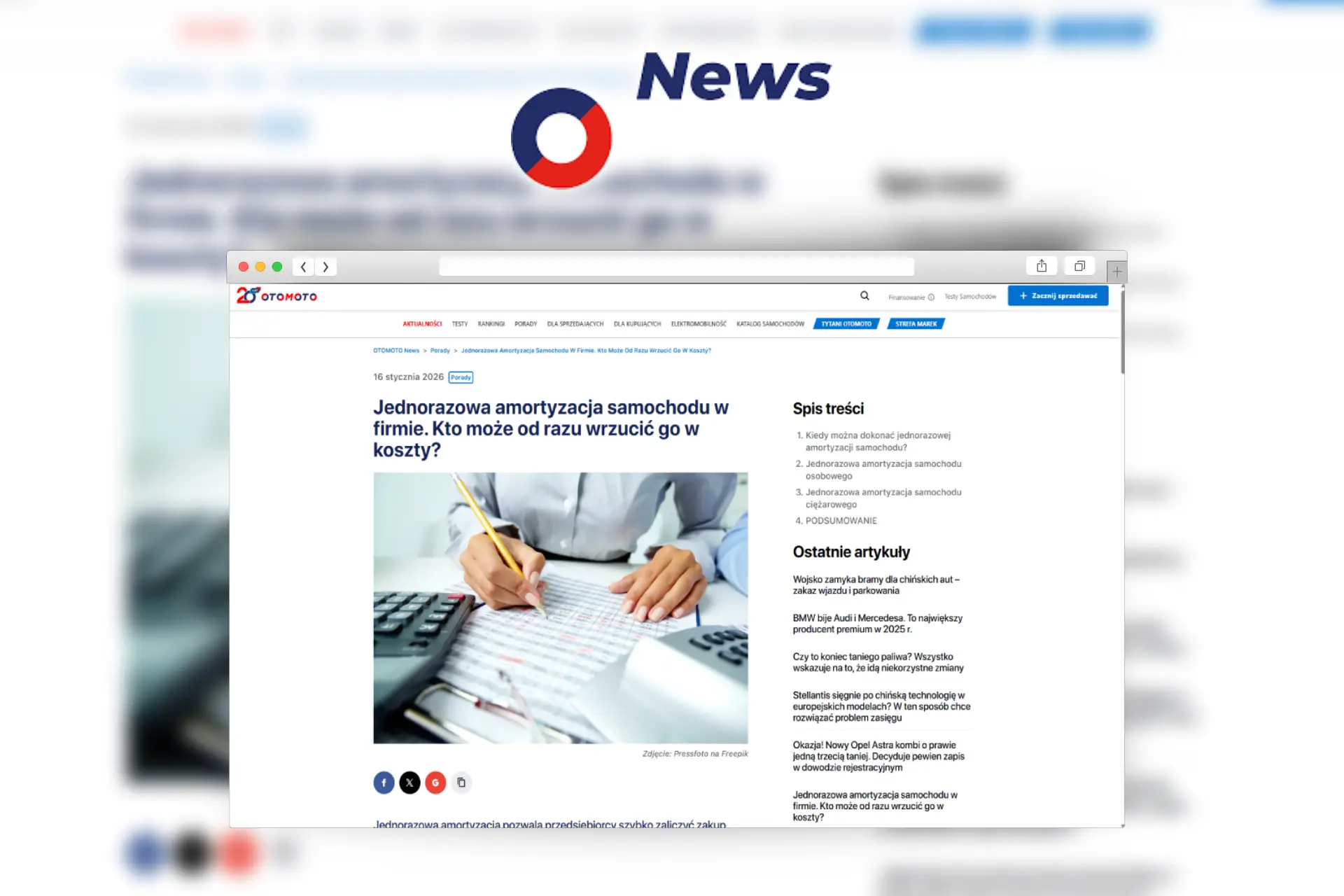 Jednorazowa amortyzacja samochodu