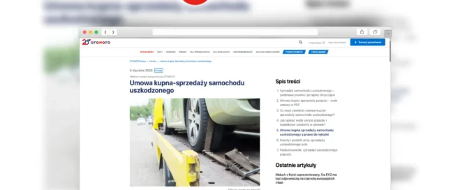 umowa kupna sprzedaży auta uszkodzonego