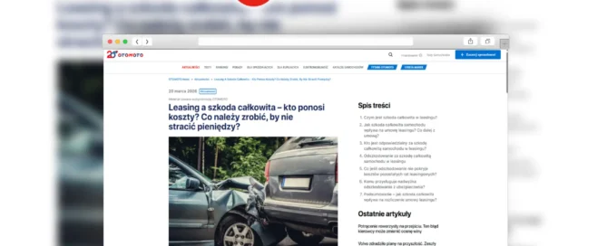 szkoda całkowita w leasingu