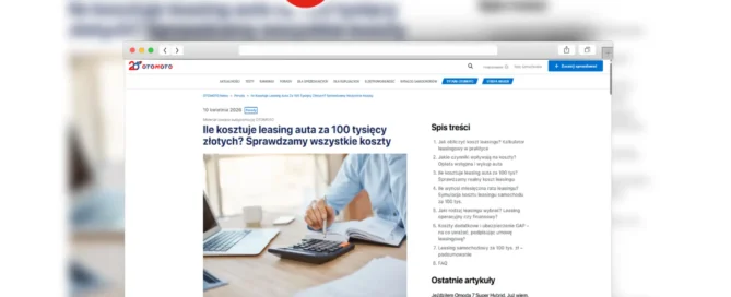 ile kosztuje leasing auta za 100 tys