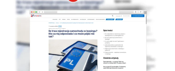 ile trwa rejestracja auta w leasingu
