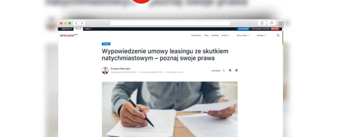 wypowiedzenie umowy leasingu ze skutkiem natychmiastowym